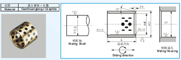 JDB SOLID-LUBRICANTS EMBEDDED BUSH STANDARD METRIC SIZE